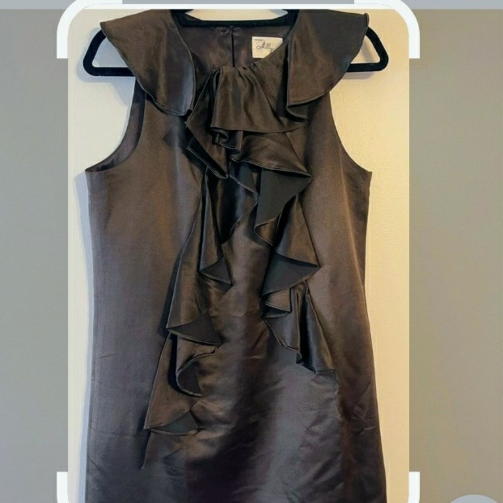 Milly Of New York Sleeveless Ruffle Dress in Dark Brown
